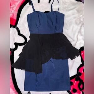 H&M Black & Navy Blue Preplum Dress Size US 4